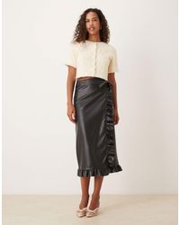 Never Fully Dressed - Jaspre Pu Ruffle Midi Skirt - Lyst