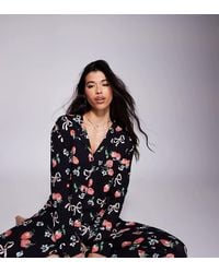 Kaiia - Exclusive Mix And Match Cropped Button Through Pyjama Top Co-Ord - Lyst