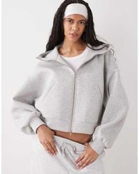 Weekday - Funnel Neck Zip Up Scub-style Hoodie - Lyst