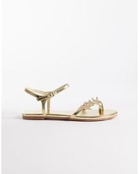 Public Desire - Elina Strappy Flat Sandals With Sea Shells - Lyst