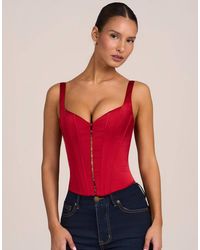 Oh Polly - Satin Scoop Neck Hook And Eye Corset Top - Lyst