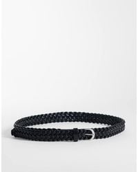 ASOS - Smart Slim Faux Leather Woven Belt With Rounded Silver Buckle - Lyst