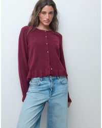Pieces - Frill Cuff Button Detail Cardigan - Lyst