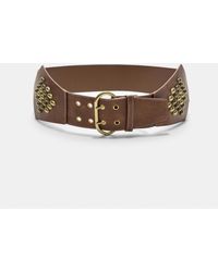Stradivarius - Ceinture large cloutée - marron - Lyst