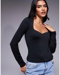 ASOS - Double Layer Long Sleeve Top With Ruched Bust - Lyst