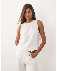 Mango - Rodas 100% Cotton Textured Sleeveless Top Co-ord - Lyst