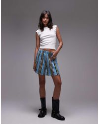 TOPSHOP - Stripe Crinkle Wide Leg Shorts - Lyst