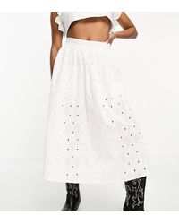 River Island - Co-Ord Broderie Midi Skirt - Lyst