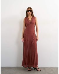 TOPSHOP - Premium Viscose Lace Insert Pintucked Maxi Tea Dress - Lyst