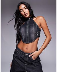Liquor N Poker - High Neck Panel Stitch Top With Buckle Detail - Lyst