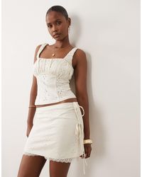 ASOS - Broderie Wrap Mini Skort With Lace Trim - Lyst