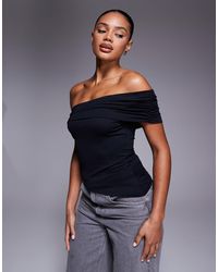 ASOS - Polyamide One Shoulder Bardot Top With Asymmetric Hem - Lyst
