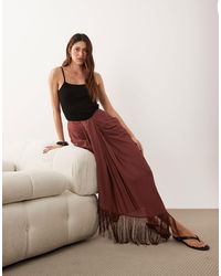 ASOS - Jupe longue d'ensemble à franges et détail paréo - Lyst