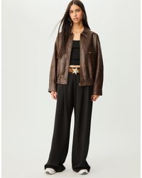 Stradivarius - Leather Effect Jacket With Pockets - Lyst