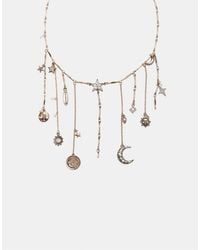 Stradivarius - Moon And Star Multi-Charm Necklace - Lyst