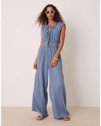 ASOS - Double Cloth Gathered Bust Jumpsuit - Lyst