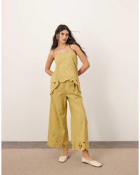 ARRANGE - Cotton Embroidered Floral Cutwork Trouser Co-ord - Lyst