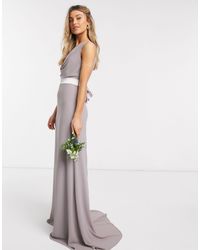 tfnc pleated midi bridesmaid dress with cross back and bow detail