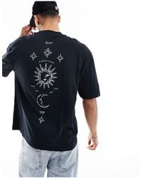ASOS - T-shirt oversize nera con stampa di luna sul retro - Lyst