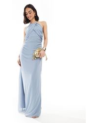 TFNC London - Vestito Lungo Da Damigella Polvere Con Scollo Ad Anello Sul Retro E Incrociato Sul Davanti - Lyst