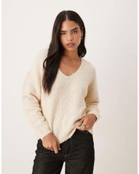 Jdy - Pull souple à col v - crème - Lyst