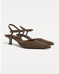 Stradivarius - Split Leather Kitten-heel Court Shoes - Lyst