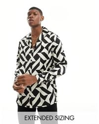 ASOS - Ruimvallend Overhemd Met Diepe Reverskraag En Geometrische Print - Lyst