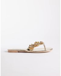 SIMMI - Simmi London Carissa Toe Thong Flat Sandals With Appliques - Lyst