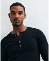 Abercrombie & Fitch - Slim Fit Long Sleeve Ribbed Henley Top - Lyst