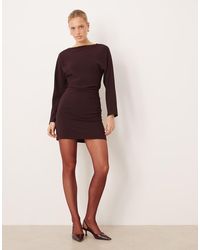 Mango - Ruched Side Long Sleeve Mini Dress - Lyst