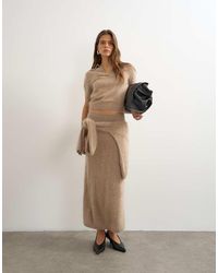 TOPSHOP - Knitted Mix And Match Brushed Pure Cashmere Premium Maxi Skirt - Lyst