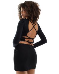 ASOS - Long Sleeve Backless Lace Up Top - Lyst