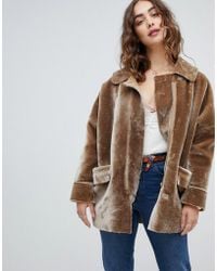 Free People Lindsay Faux Sherpa Coat - Gray