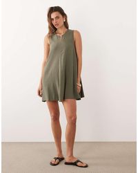 Jdy - Linen Blend Pleated Mini Dress - Lyst