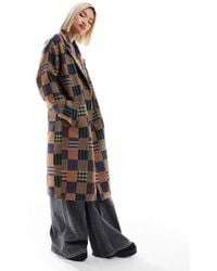 Native Youth - Check Patch Detail Oversized Coat - Lyst