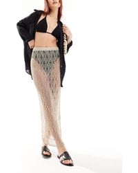 Miss Selfridge - Beach Metallic Crochet Maxi Skirt - Lyst