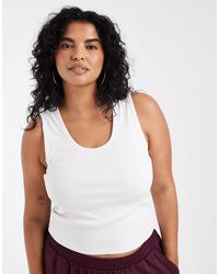 ASOS - Asos Design Curve Thick Binding Detail Ribbed Scoop Neck Vest - Lyst