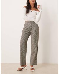 Abercrombie & Fitch - Zachte Broek Met Hoge Taille, Rechte Pijpen En Pied-De-Poule-Motief - Lyst