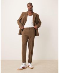 ASOS - Pantalones De Traje Caquis De Corte Tapered De Tejido Texturizado De -Verde - Lyst