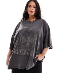 ASOS - Asos Design Curve Oversized T-shirt With Hotfix Skull Rock Graphic - Lyst
