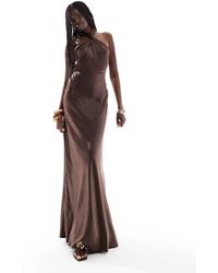 Six Stories - Bridesmaid Halter Neck Satin Maxi Dress - Lyst