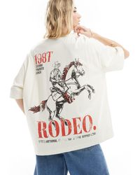 ASOS - T-shirt coupe boyfriend avec imprimé rodeo - crème - Lyst