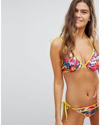 ASOS - Fuller Bust Mixed Print Blanket Stitch Hidden Underwire Bikini Top Dd-g - Lyst