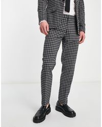 River Island - Boucle Check Slim Suit Trousers - Lyst