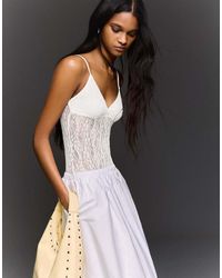 Bershka - Lace Strappy Body - Lyst