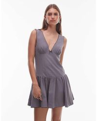 Nia - Cabaello V Neck Drop Waist Dress - Lyst