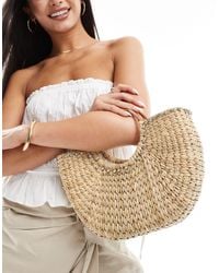 Glamorous - Embellished Rattan Beach Mini Grab Bag - Lyst