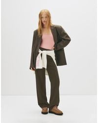 Pull&Bear - Pantaloni Eleganti Kaki Medio Con Cuciture A Vista - Lyst