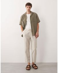 Mango - Linen Mix Relaxed Fit Elasticated Draw String Waist Trousers - Lyst