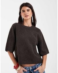 Vero Moda - Boxy Fit Soft Knitted Short Sleeve Top - Lyst